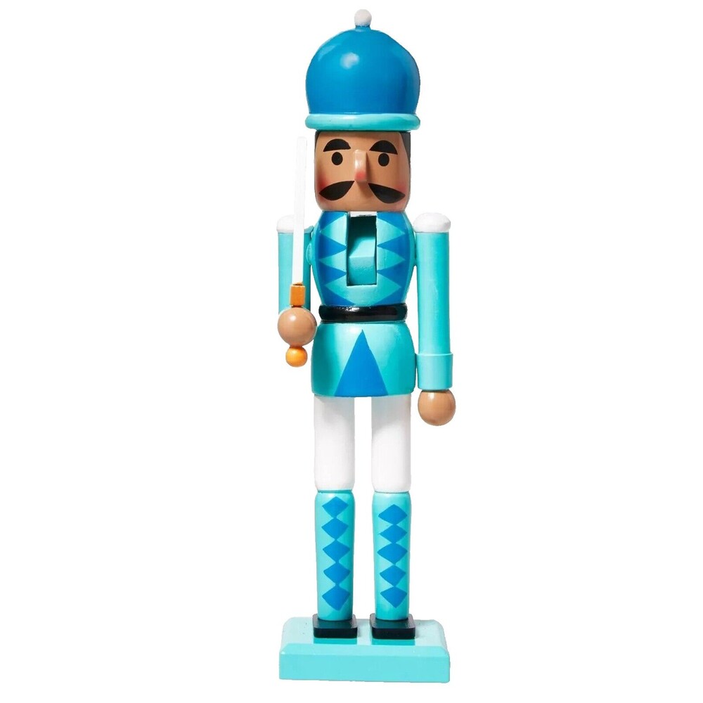 Wooden Christmas Nutcracker, 11", WHITE SOLDIER IN BLUE UNIFORM WITH SWORD, WS